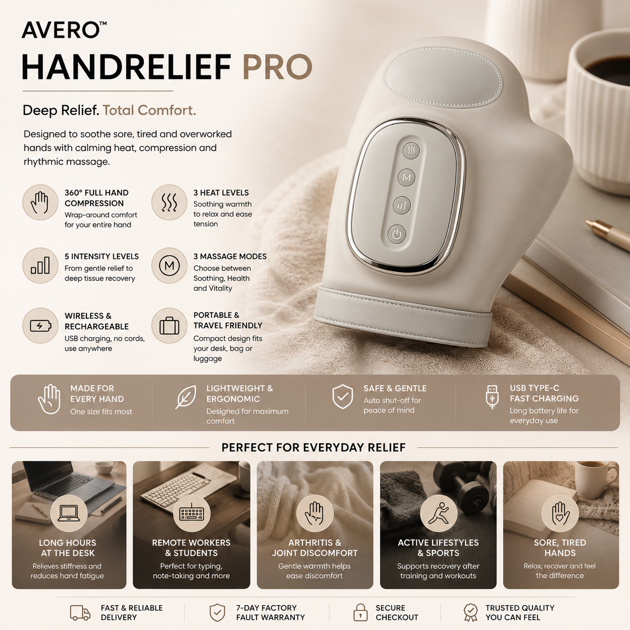 AVERO™ Hand Relief Pro Wireless Smart Hand Massager
