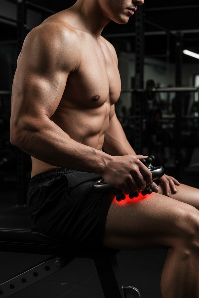 Man Using 32-Head Massager on Thigh
